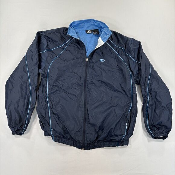 STARTER Other - VINTAGE 90s Starter Windbreaker Jacket Mens M Navy Blue Pockets Full Zip Mesh